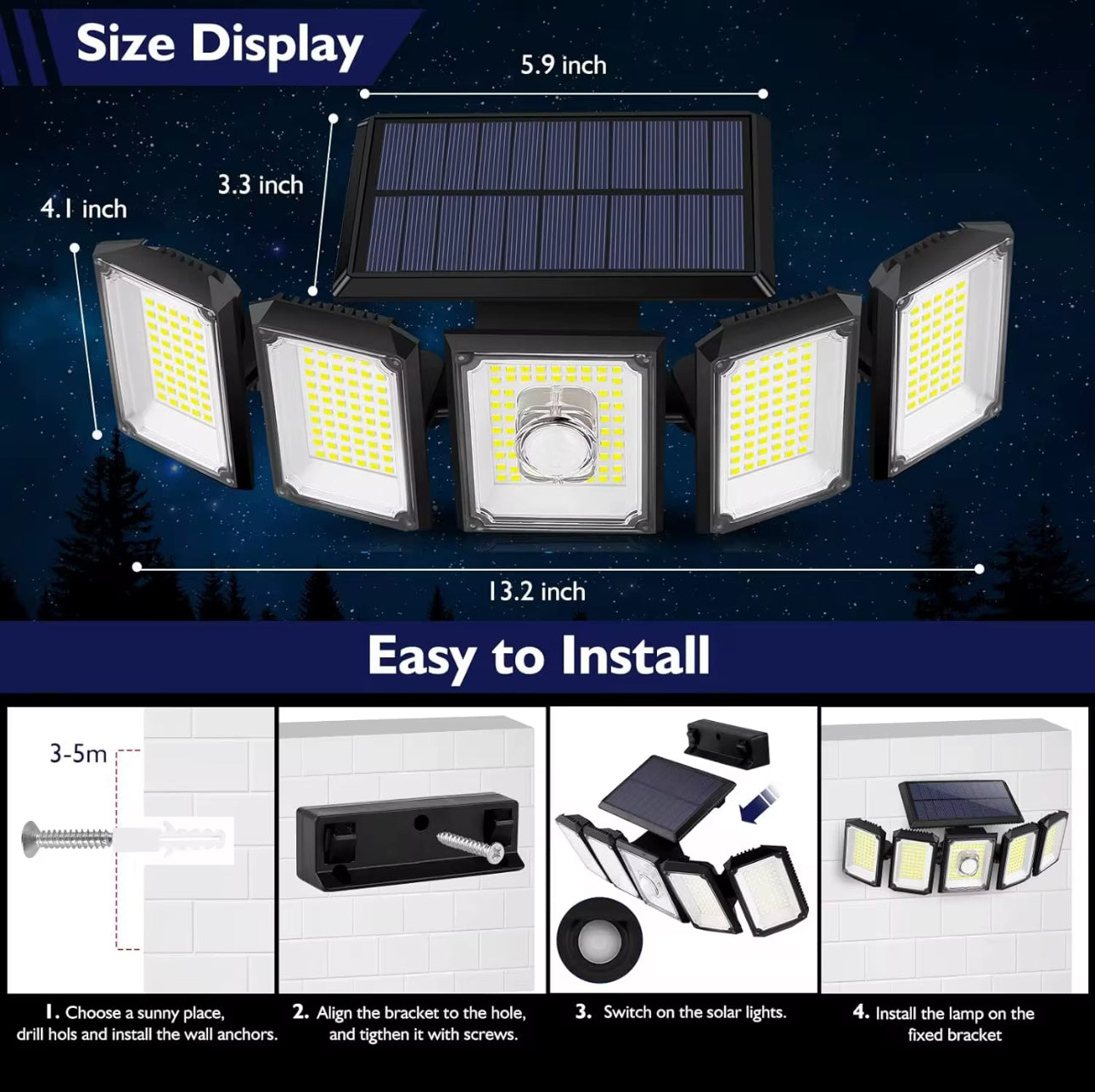 HRS Solar Powered Outdoor Security Light