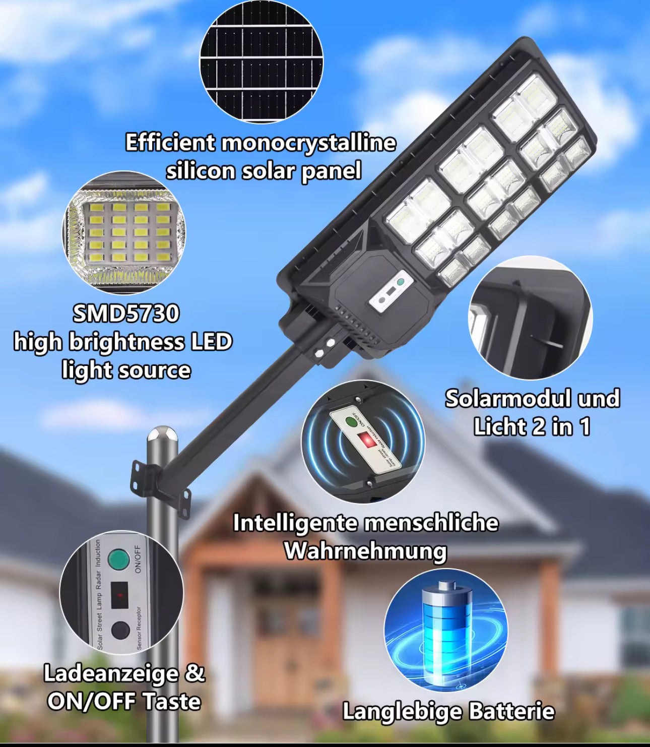 Solar Street Light with Motion Sensor, 1000W