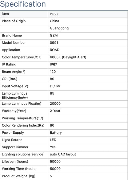 GZM Solar Street Light with Motion Sensor, 2000W