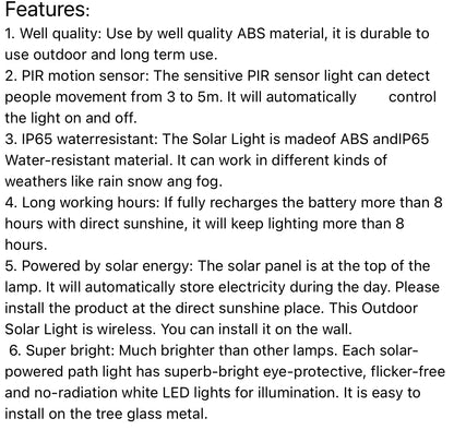 Solar Wall Lights, 100 LEDs, Infrared Motion Sensor